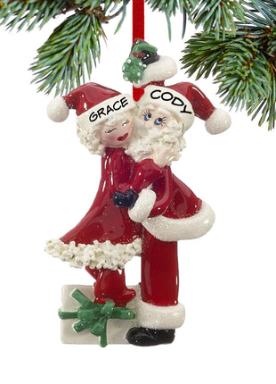 Mistletoe Santa and Mrs. Claus Ornament  by RUDOLPH AND ME Ornament
