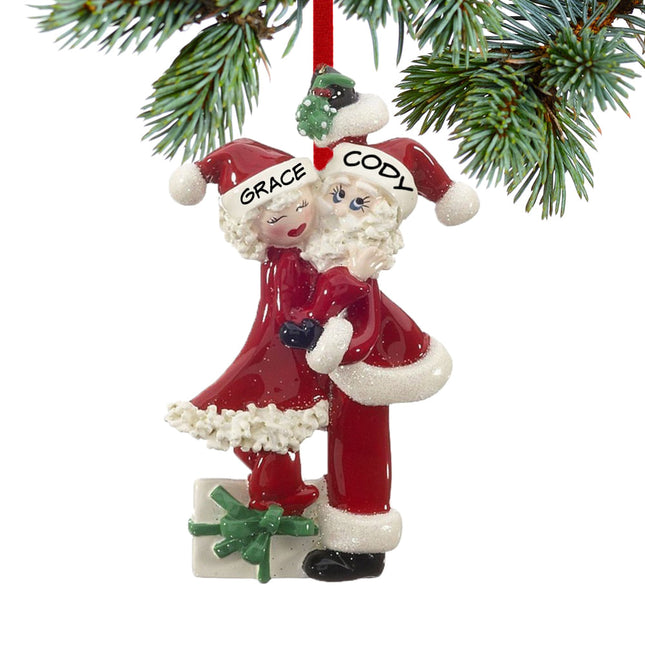 custom personalized mistletoe santa and mrs. claus christmas ornament – Christmas ornament, holiday tree decoration or gift