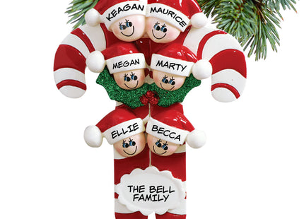 holiday personalized candy cane family of 6 christmas ornament – Christmas ornament, holiday tree decoration or gift