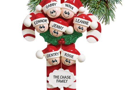 decorative personalized candy cane family of 7 christmas ornament – Christmas ornament, holiday tree decoration or gift