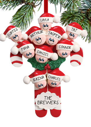 Candy Cane Family of 10 Ornament  by RUDOLPH AND ME Ornament