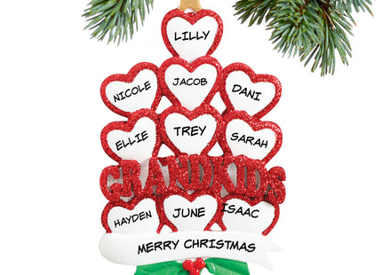 decorative personalized grandkids hearts 4 christmas ornament – Christmas ornament, holiday tree decoration or gift