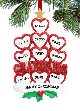 Grandkids Hearts 10 Ornament  by RUDOLPH AND ME Ornament