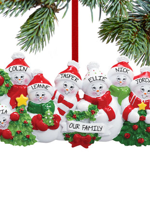 Snowmen with Banner Family of 7 Ornament  by RUDOLPH AND ME Ornament