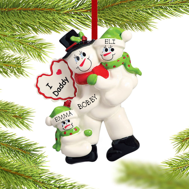I Love Daddy 1 or 2 Children Personalized Ornament