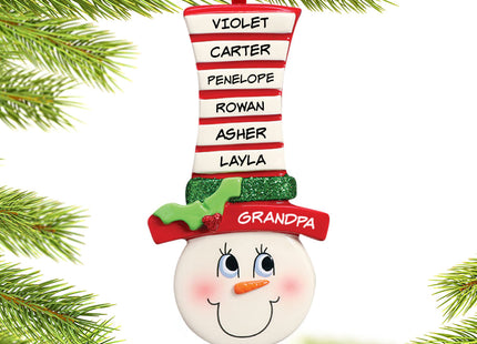 engraved personalized snowman face up to 6 names christmas ornament – Christmas ornament, holiday tree decoration or gift