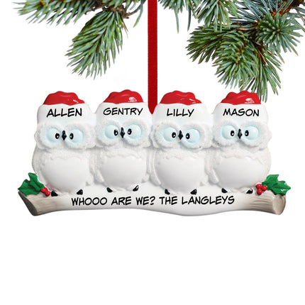 holiday personalized wise owl family of 3 christmas ornament – Christmas ornament, holiday tree decoration or gift