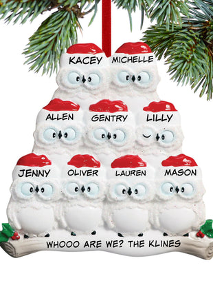 Wise Owl Family of 9 Ornament  by RUDOLPH AND ME Ornament
