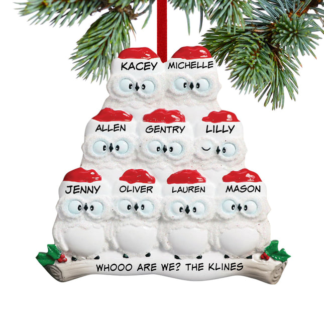 keepsake personalized wise owl family of 9 christmas ornament – Christmas ornament, holiday tree decoration or gift