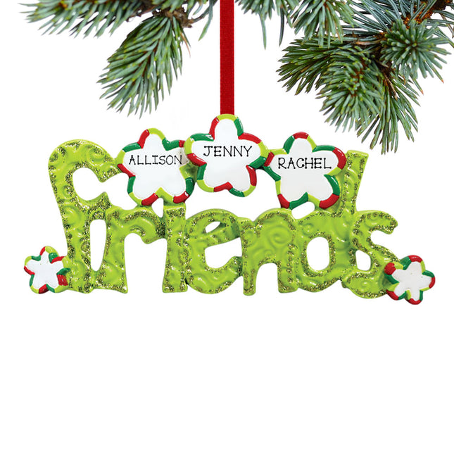 decorative personalized friends word for 2 or 3 friends christmas ornament – Christmas ornament, holiday tree decoration or g