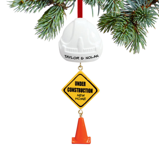 keepsake personalized under construction christmas ornament – Christmas ornament, holiday tree decoration or gift