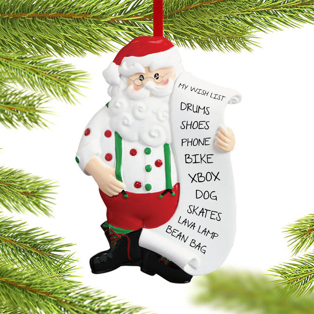 keepsake personalized santa wish list christmas ornament – Christmas ornament, holiday tree decoration or gift
