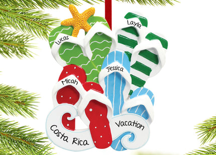 custom personalized flip flops family of 4 christmas ornament – Christmas ornament, holiday tree decoration or gift