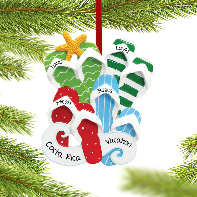 custom personalized flip flops family of 4 christmas ornament – Christmas ornament, holiday tree decoration or gift
