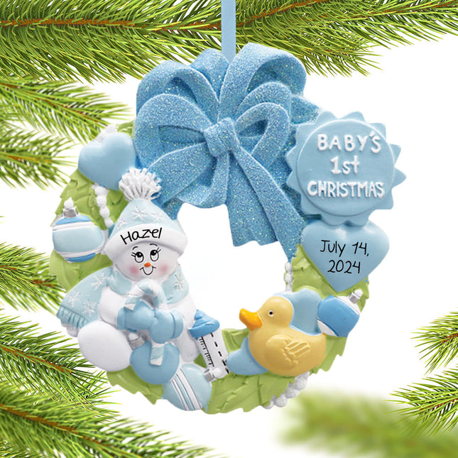 Baby Wreath Boy or Girl For Baby's First Personalized Ornament
