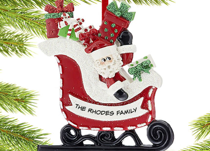 keepsake personalized santa in sleigh christmas ornament – Christmas ornament, holiday tree decoration or gift