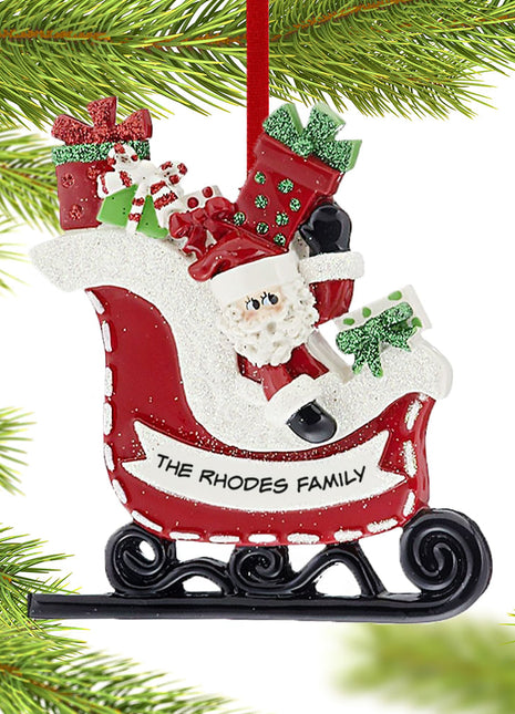 Santa in Sleigh Ornament  by RUDOLPH AND ME Ornament