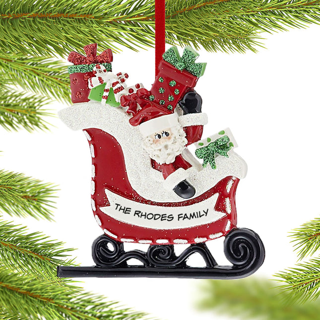 keepsake personalized santa in sleigh christmas ornament – Christmas ornament, holiday tree decoration or gift