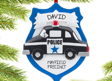 engraved personalized policeman shield christmas ornament – Christmas ornament, holiday tree decoration or gift