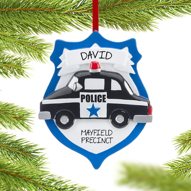 engraved personalized policeman shield christmas ornament – Christmas ornament, holiday tree decoration or gift