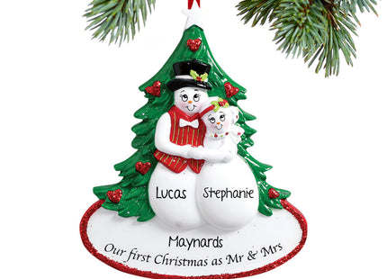 holiday personalized our first christmas as mr & mrs snow couple christmas ornament – Christmas ornament, holiday tree decora