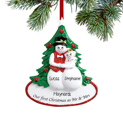 holiday personalized our first christmas as mr & mrs snow couple christmas ornament – Christmas ornament, holiday tree decora