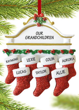 Stockings Hanging From Mantel 7 Ornament  by RUDOLPH AND ME Ornament