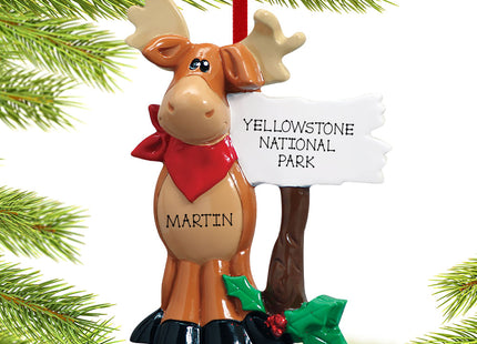 engraved personalized moose standing next to sign christmas ornament – Christmas ornament, holiday tree decoration or gift
