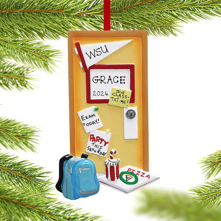 Dorm Door with Pizza Box Ornament