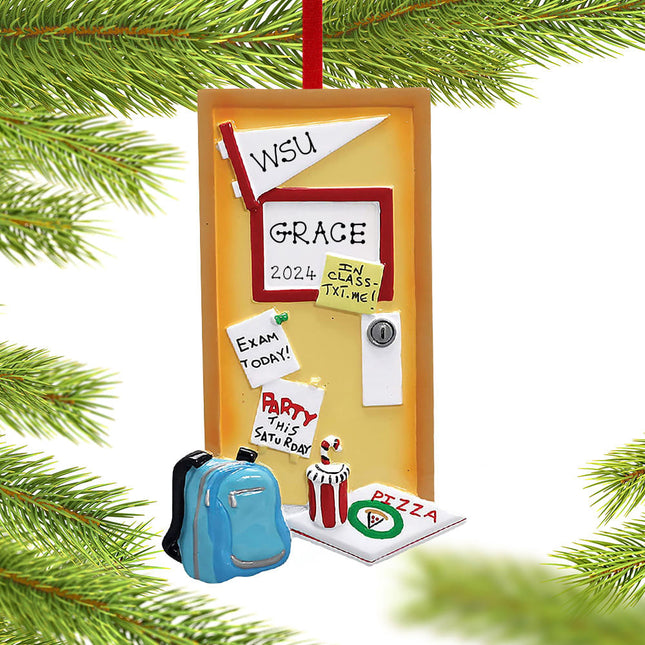 Dorm Door with Pizza Box Ornament