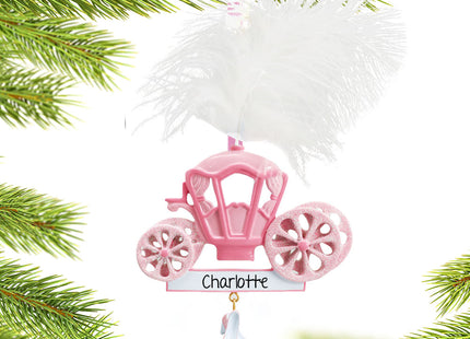 personalized personalized princess carriage with feather and shoes christmas ornament – Christmas ornament, holiday tree deco