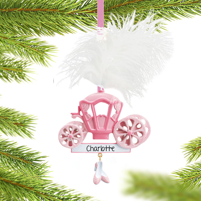 personalized personalized princess carriage with feather and shoes christmas ornament – Christmas ornament, holiday tree deco