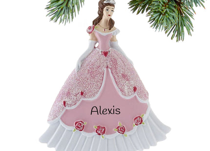 custom personalized princess in pink ball gown christmas ornament – Christmas ornament, holiday tree decoration or gift