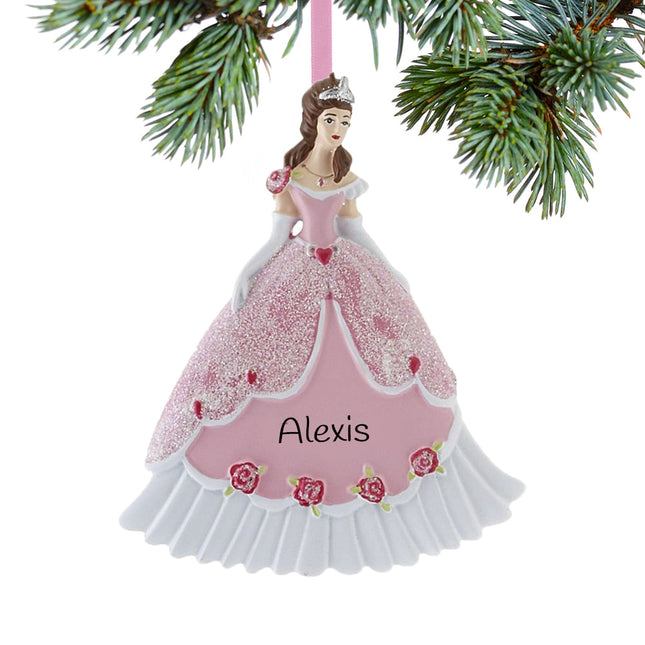 custom personalized princess in pink ball gown christmas ornament – Christmas ornament, holiday tree decoration or gift