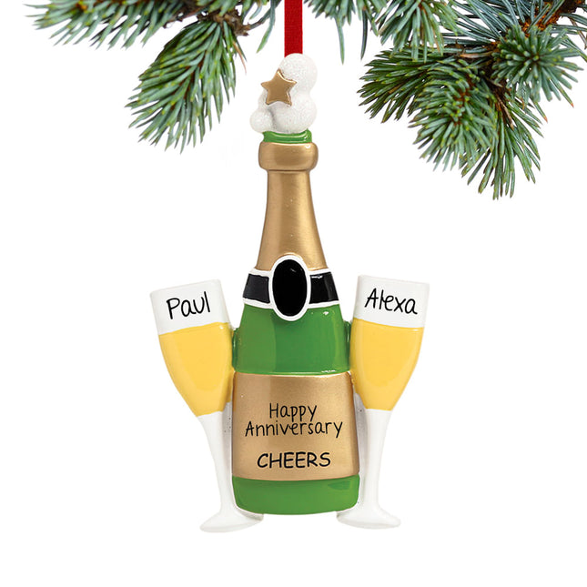 holiday personalized champagne toast christmas ornament – Christmas ornament, holiday tree decoration or gift