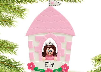 engraved personalized princess in castle christmas ornament – Christmas ornament, holiday tree decoration or gift