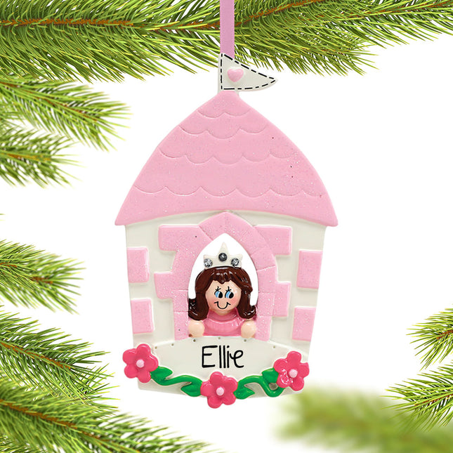 engraved personalized princess in castle christmas ornament – Christmas ornament, holiday tree decoration or gift