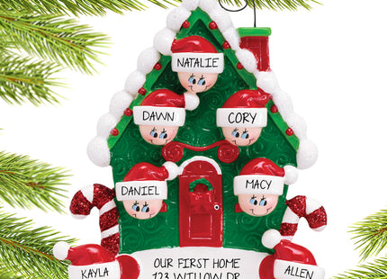 custom personalized candy cane house family of 7 christmas ornament – Christmas ornament, holiday tree decoration or gift