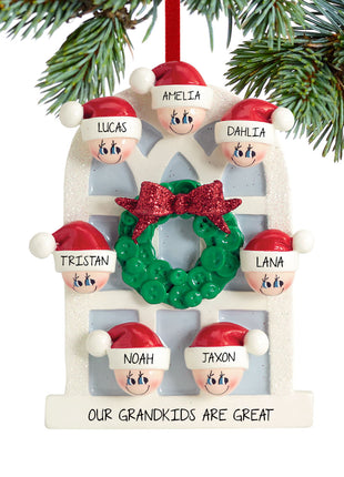 Christmas Window Family of 7 Ornament  by RUDOLPH AND ME Ornament