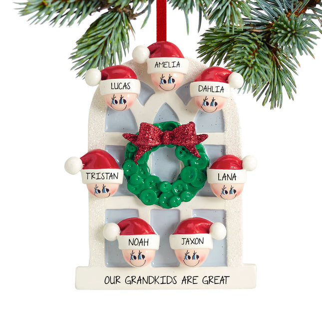 Christmas Window Family Personalized Ornament - 7, 8, 9, 10 Family Members