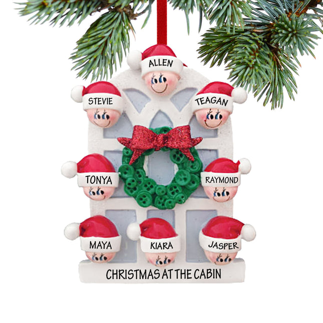 Christmas Window Family Personalized Ornament - 7, 8, 9, 10 Family Members