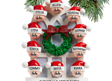 engraved personalized christmas window family of 10 christmas ornament – Christmas ornament, holiday tree decoration or gift