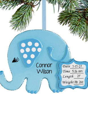 Baby Boy Blue Elephant Ornament  by RUDOLPH AND ME Ornament