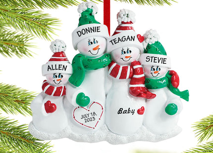 keepsake personalized pregnant snowman family of 4 christmas ornament – Christmas ornament, holiday tree decoration or gift