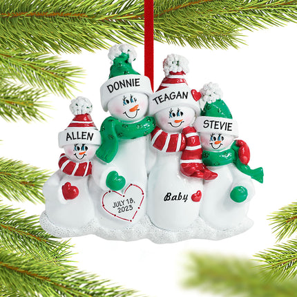 keepsake personalized pregnant snowman family of 4 christmas ornament – Christmas ornament, holiday tree decoration or gift