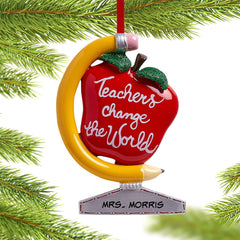 engraved personalized teachers change the world christmas ornament – Christmas ornament, holiday tree decoration or gift