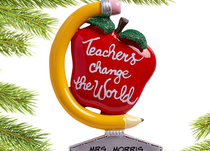 engraved personalized teachers change the world christmas ornament – Christmas ornament, holiday tree decoration or gift