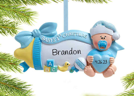 custom personalized baby's first christmas baby bottle - pink christmas ornament – Christmas ornament, holiday tree decoratio