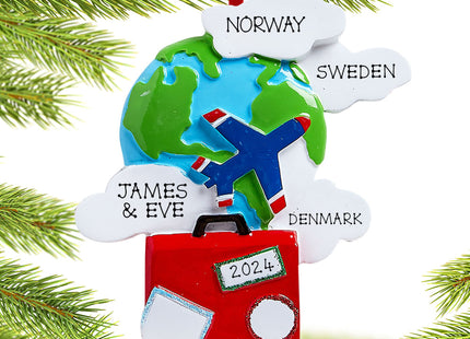 keepsake personalized world travelers christmas ornament – Christmas ornament, holiday tree decoration or gift