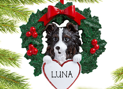 personalized personalized australian shepherd dog with wreath christmas ornament – Christmas ornament, holiday tree decoratio